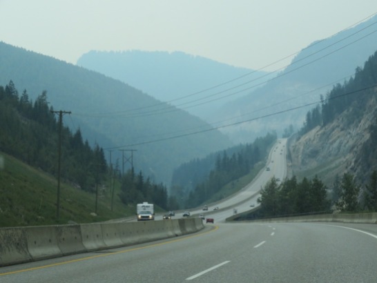 Smoky hills in the distance - Hwy 1 between Golden and Kamloops - July 16, 2017 (Photo © 2017 by V. Nesdoly)