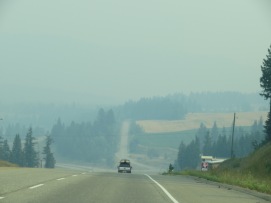 The smoke thickened as we got closer to Kamloops Hwy 1 - July 17 (Photo © 2017 by V. Nesdoly), 2017